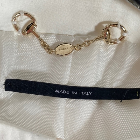 GUCCI SIZE 42 WHITE JACKET WITH BLACK LEATHER BELT - Picture 7 of 10